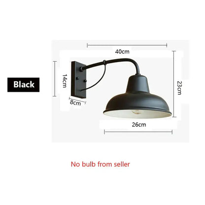 Black matte industrial iron outdoor garden wall lamp with curved arm and bell-shaped shade for porch decorbites iron outdoor