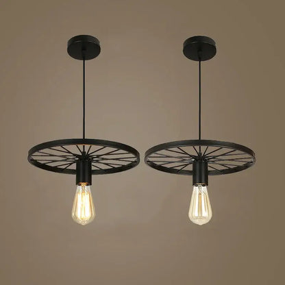 Black industrial iron wheel chandelier pendant light with exposed filament bulbs for dining room decorbites industrial iron design