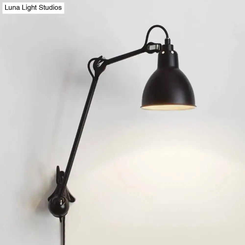 Black matte finished adjustable wall lamp with classic industrial design for 110v-120v 220v-240v led incandescent fluorescent use