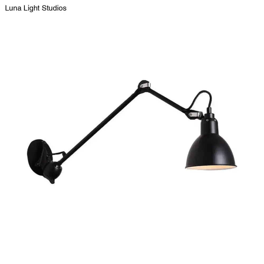 Black matte adjustable wall lamp with classic industrial design for bedroom led sconce compatible with 110v-120v 220v-240v