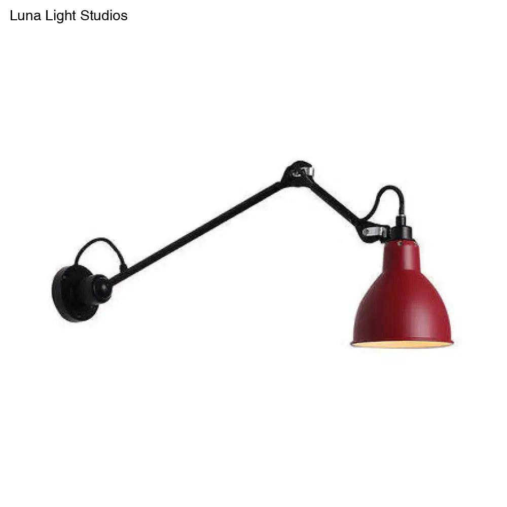 Industrial lime green and black wall lamp with red enamel finish, black articulated arms, adjustable head, compatible with led incandescent fluorescent 110v-120v 220v-240v bulbs