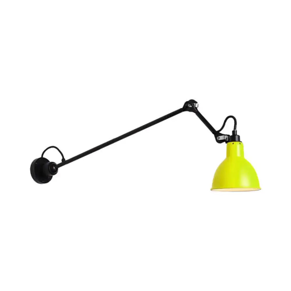 Industrial lime green enamel wall lamp with black articulated arm 110v-120v 220v-240v led incandescent fluorescent