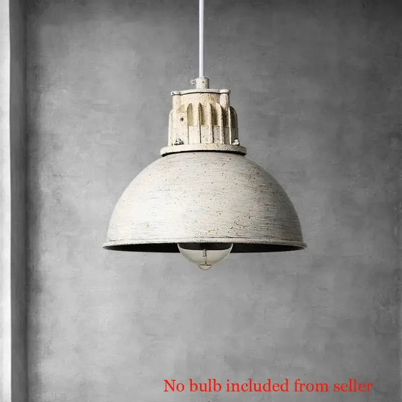 Industrial loft chandelier with distressed white metal dome and vintage-inspired base for dining room decorbites industrial loft