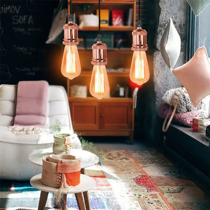 Three hanging copper-finished edison-style pendant lights for kitchen and dining room decorbites industrial loft led design