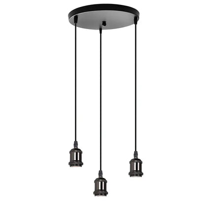 Black industrial loft led pendant light with three bulb sockets and brass accents for kitchen and dining room decorbites industrial loft