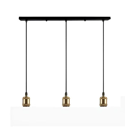 Black industrial loft led pendant light with three brass bulb holders suspended by black cords for kitchen dining room decorbites industrial loft