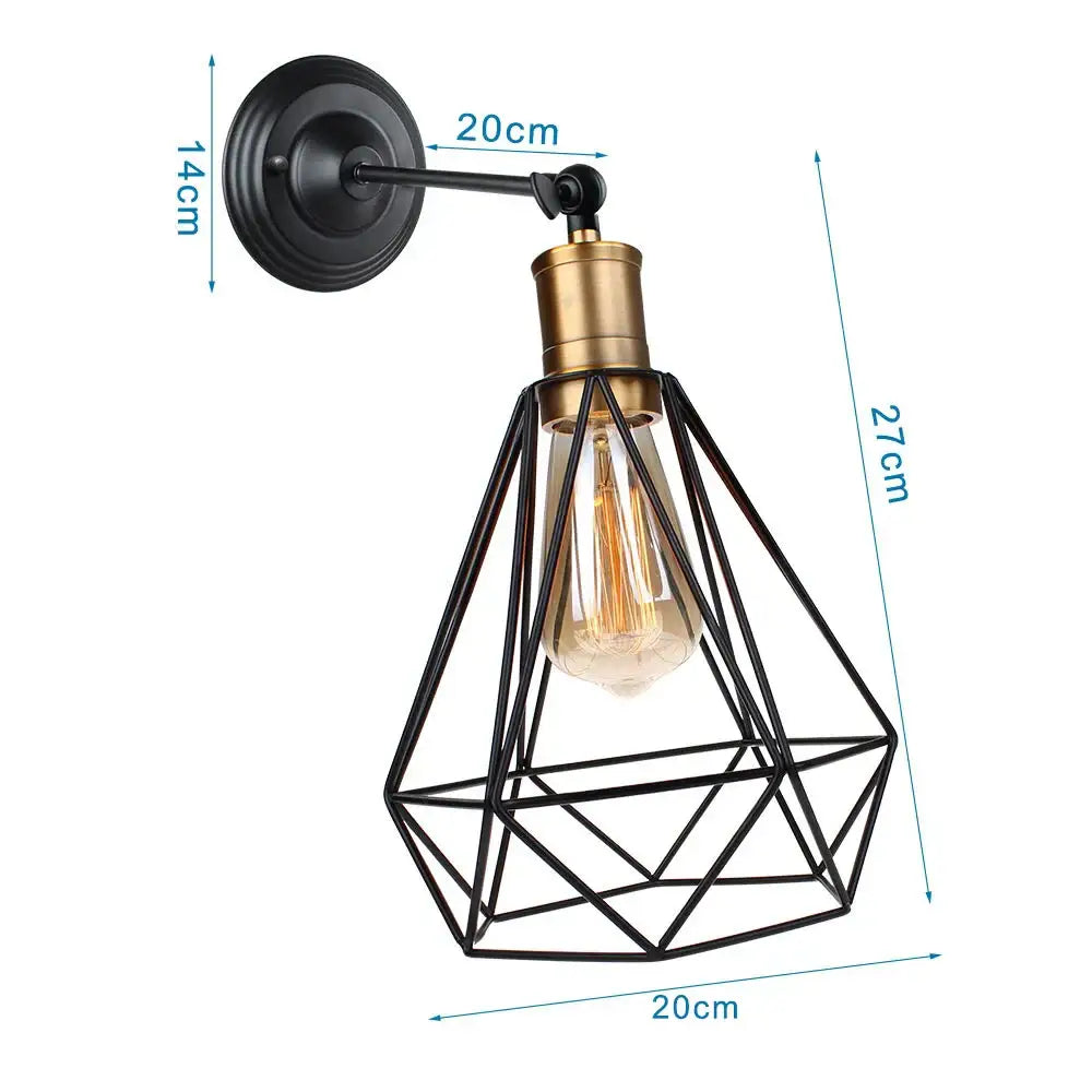 Industrial loft led wall sconce with black metal cage, exposed edison bulb, and brass hardware for decorbites industrial loft decor