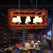 Decorbites™ red metal flower pendant light with vibrant roses and cream lampshades industrial rectangular island 220v-240v 110v-120v