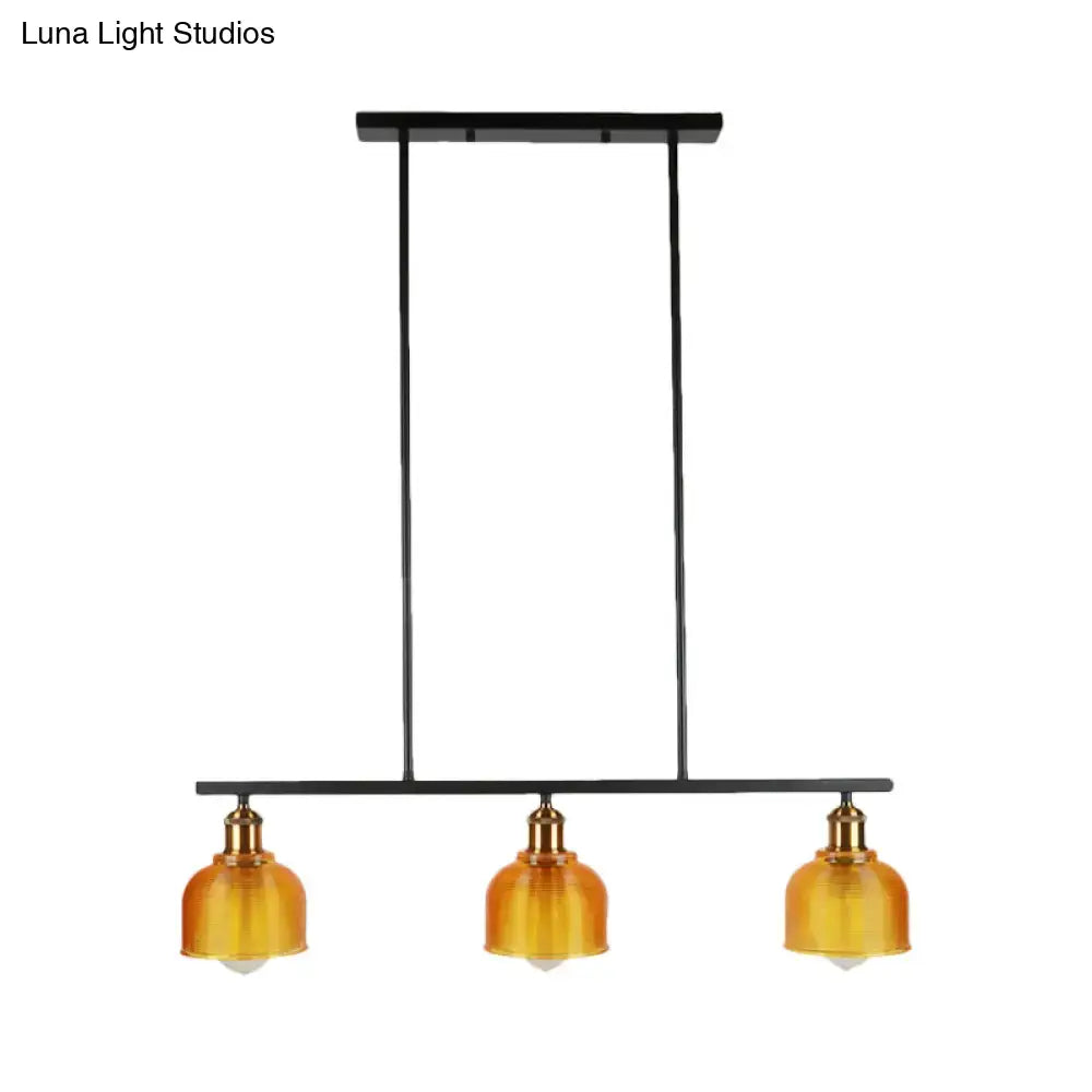 Black metal pendant lamp with three red yellow blue glass bowls for industrial island lighting 110v-120v 220v-240v