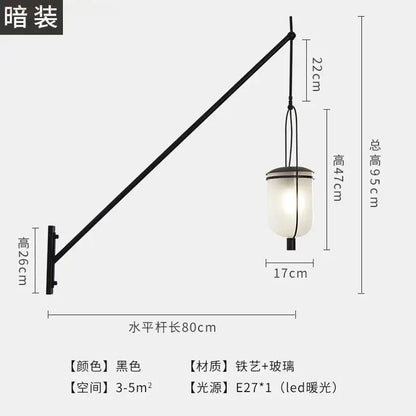 Black wrought iron and glass industrial retro led wall lamp with frosted glass shade for dining room use