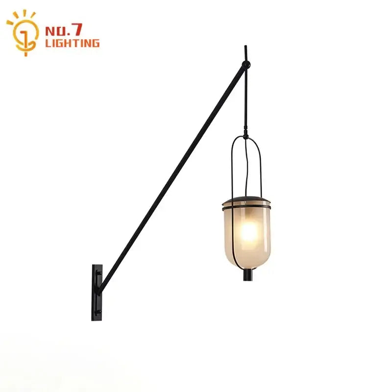 Black metal industrial retro led wall lamp with frosted glass shade mounted for dining room lighting
