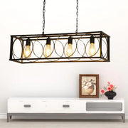 Decorbites industrial retro cage pendant light with black metal shade and four exposed led incandescent bulbs for 220v-240v use