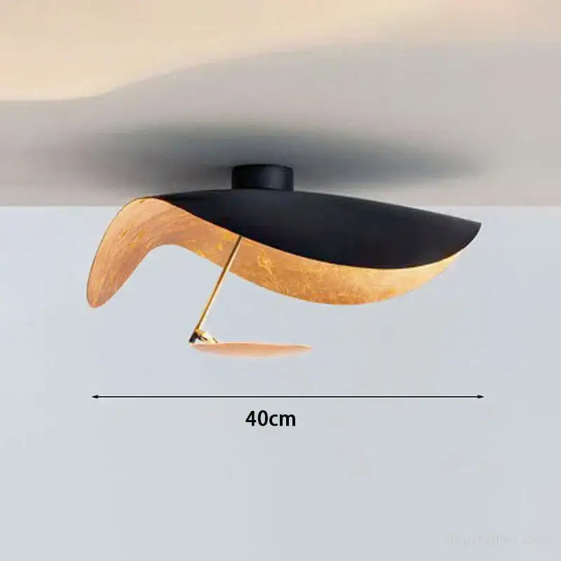 Modern industrial retro gold and black flying saucer hat ceiling lamp with sleek curved metal design for bedroom decorbites flying saucer