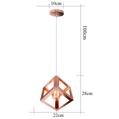 A modern geometric rose gold decorbites iron pendant light with exposed bulb for kitchen dining room decor
