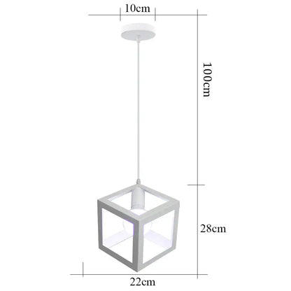 White cube-shaped iron pendant light with transparent glass panels for kitchen dining room decorbites iron pendant