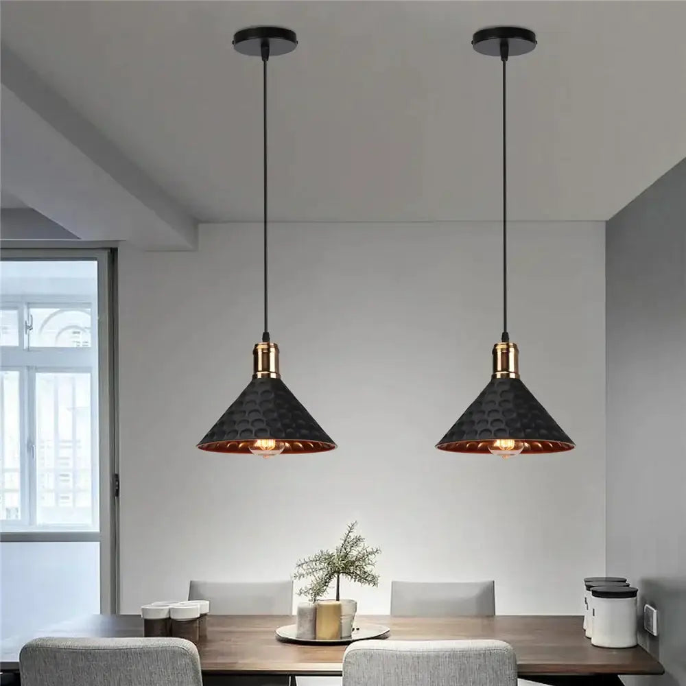 Black textured industrial retro pendant lights with hammered copper accents for dining room decorbites industrial retro lamp