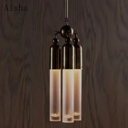 Aisha brand industrial retro pendant lamp with three frosted glass shades and dark metal fixtures for living room decorbites industrial retro