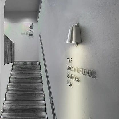 Modern metallic wall lamp with polished silver conical design for decorbites industrial retro spotlight courtyard use