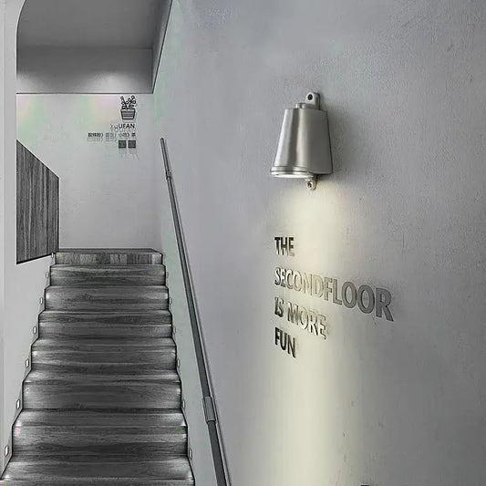 Modern metallic wall lamp with polished silver conical design for decorbites industrial retro spotlight courtyard use