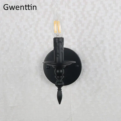 Black candle-style industrial retro wall sconce with led filament bulb in black iron for bedroom decorbites industrial retro decor