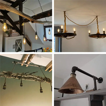 Rustic industrial chandelier featuring exposed edison bulbs with rose gold and black decorbites industrial e27 lamp holder