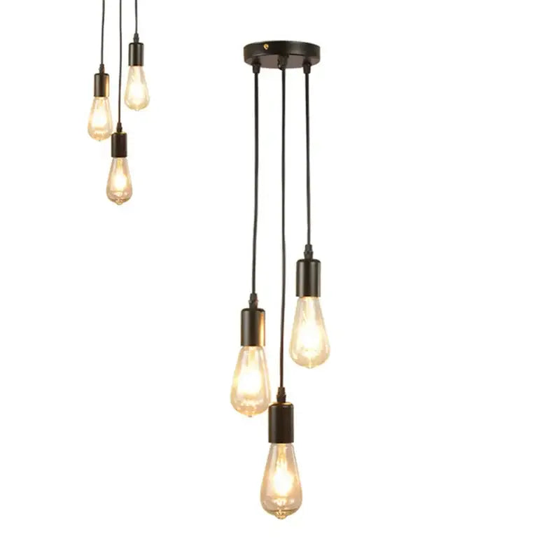 Industrial rose gold and chrome led pendant lamp with five exposed edison bulb pendant lights for dining room use