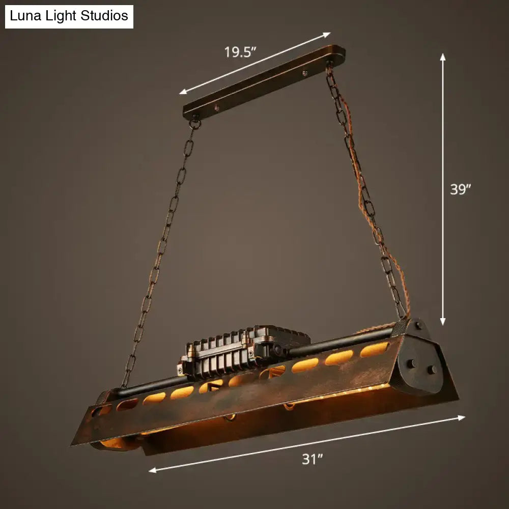 DecorBites metal shade 4-light prism island pendant light fixture with rustic dark bronze metal frame for restaurant decor