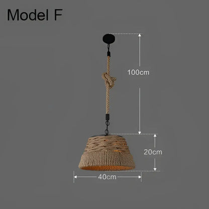 Model f pendant lights feature a woven natural fiber shade with black metal hardware for industrial rustic pendant decorbites style