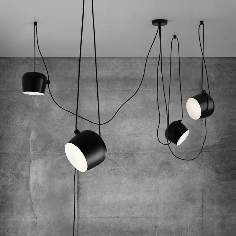 Black matte finish industrial spider pendant lamp with cylindrical shades and exposed cords for living room decorbites industrial spider pendant
