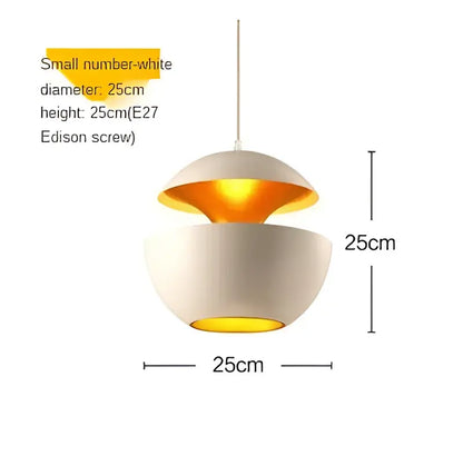 A modern white pendant light with orange interior featuring industrial style led design for kitchen use