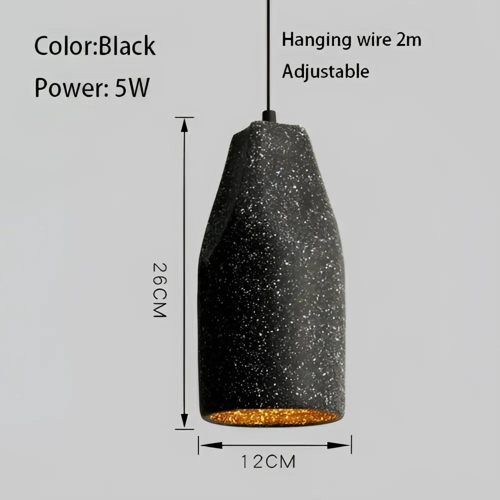 Black speckled concrete pendant chandelier with gold-finished interior in decorbites industrial style pendant design