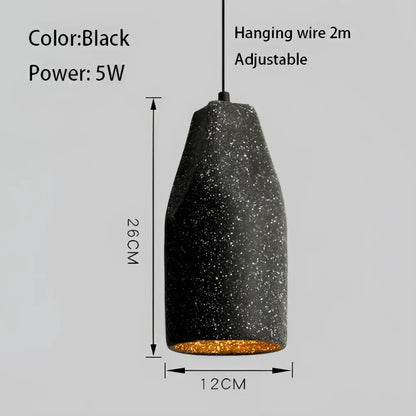 Black speckled concrete pendant chandelier with gold-finished interior in decorbites industrial style pendant design