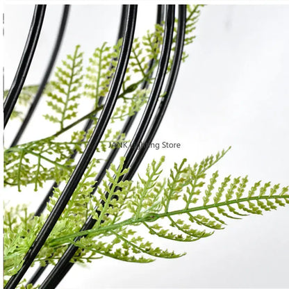Industrial style planting black iron pendant lamp featuring faux green fern foliage with delicate feathery fronds decorbites industrial style decor