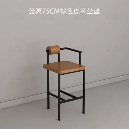 Brown leather seat cushion with wooden top and black metal frame on decorbites industrial style bar chair stool