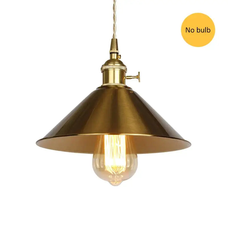 Brass industrial vintage pendant light with conical shade and exposed edison bulb for dining room decorbites industrial vintage