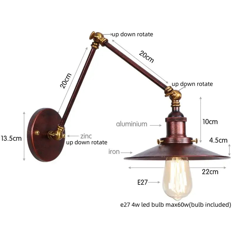 Industrial vintage black iron wall light with adjustable long arms in dark bronze zinc and aluminum for decorbites black iron wall light decor