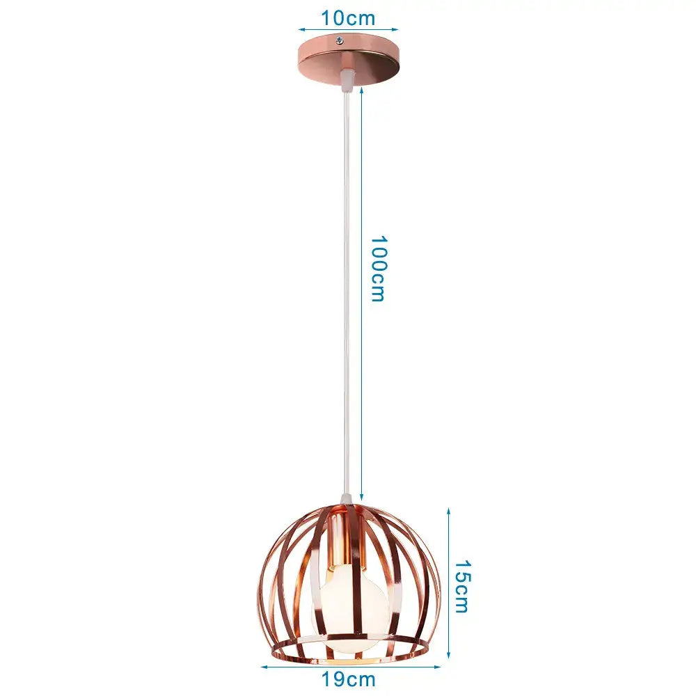 A modern copper-toned pendant light with a spherical cage design and exposed bulb for decorbites industrial vintage decor