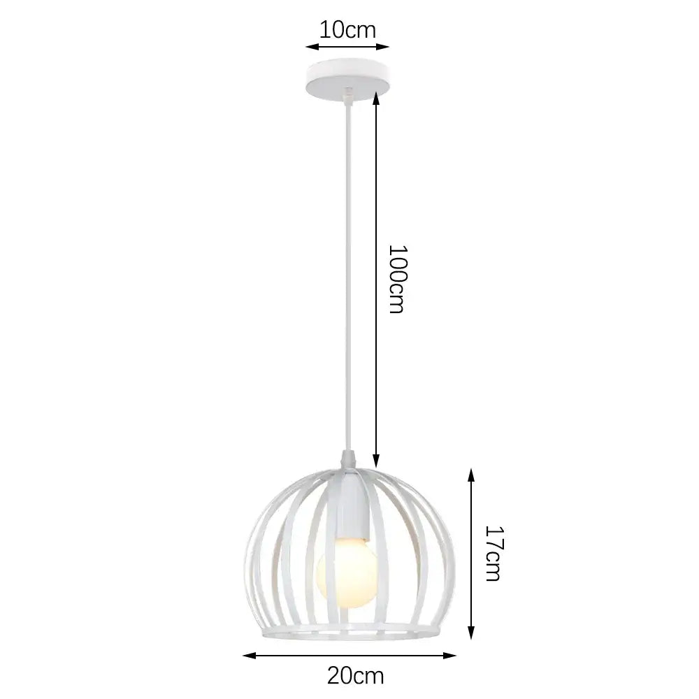 White spherical cage pendant light with minimalist black metal frame and exposed bulb for decorbites industrial vintage led decor