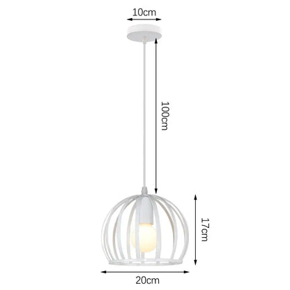 White spherical cage pendant light with minimalist black metal frame and exposed bulb for decorbites industrial vintage led decor