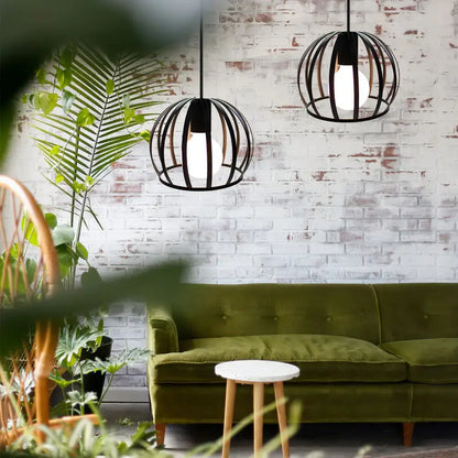 Black wireframe cage pendant light with exposed bulbs for dining room decorbites industrial vintage led lighting