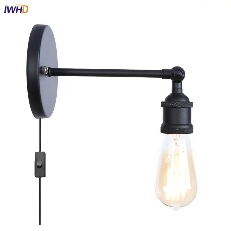 Black industrial vintage wall light with edison bulb featuring decorbites led wall design for bathroom use