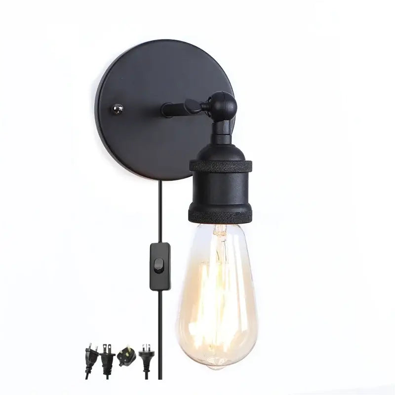 Black industrial vintage wall light with adjustable arm and edison bulb by decorbites led wall for bathroom decor