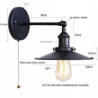 Industrial vintage black wall light bathroom led sconce with adjustable arm matte wrought iron aluminum decorbites led wall