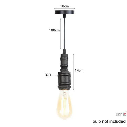 Industrial vintage brass and black pipe pendant light fixture with black iron and vintage edison bulb for kitchen use