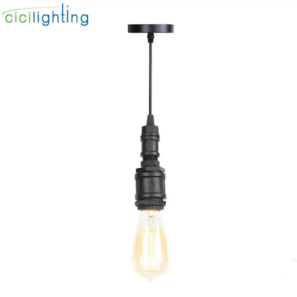 Industrial vintage brass and black pipe pendant light fixture with black pendant light and vintage edison bulb for kitchen use