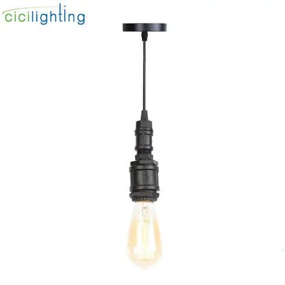 Industrial vintage brass and black pipe pendant light fixture with black pendant light and vintage edison bulb for kitchen use