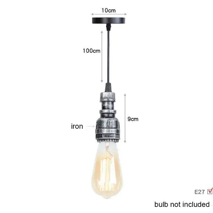Industrial vintage brass and black pipe pendant light fixture with black iron and exposed edison bulb for kitchen use