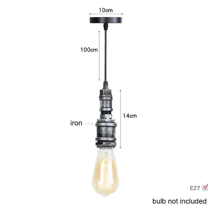 Industrial vintage brass and black pipe pendant light fixture with black iron and exposed edison bulb for kitchen use