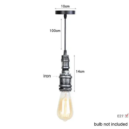 Industrial vintage brass and black pipe pendant light fixture with black iron and exposed edison bulb for kitchen use