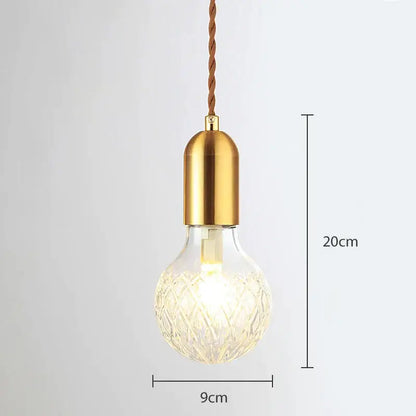 Industrial vintage pendant set of 2 warm-glowing 20cm pendant lights with gold metal caps and faceted clear glass bulbs